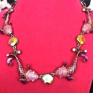 NWOT Vintage Betsey Johnson CrabbyCouture Koi Fish PondPink Irridescent Necklace